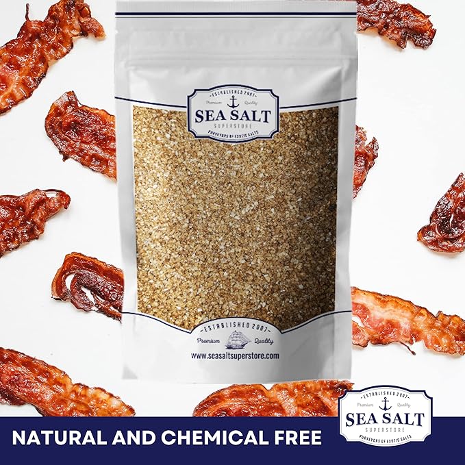 Bacon Seasoning Alderwood Smoked Sea Salt, Bacon Infused Cooking and Finishing Salt, 14 oz Bag.