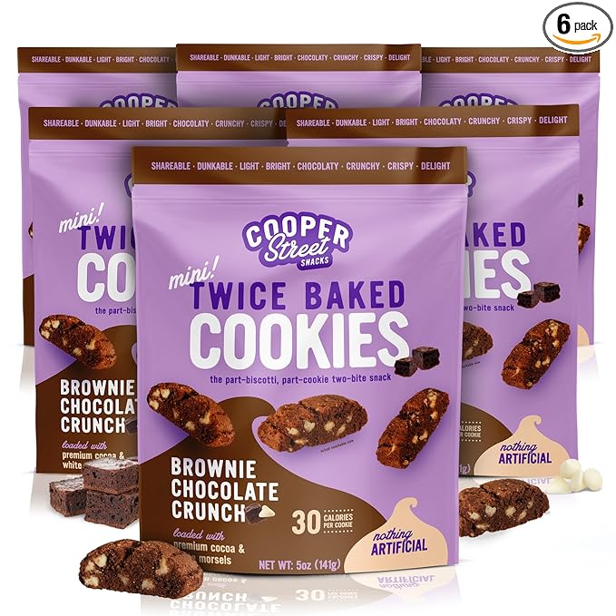 COOPER STREET Twice Baked Brownie Chocolate Biscotti Cookies - Crispy Mini Biscotti Cookies Ideal