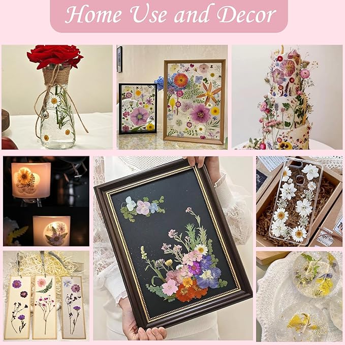 120P 4-Color Mixed Foliage Dried Flowers for Crafts, Real Natural Pressed Flowers for Resin Art