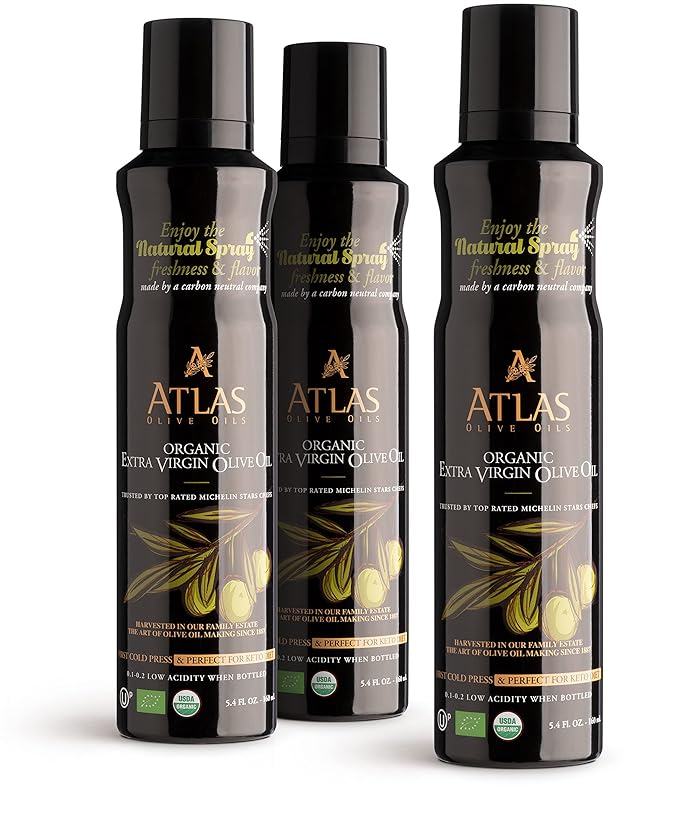 Cooking Oil by Atlas, Extra Virgin Olive Oil Spray, Dual Function Spray and Stream, 5.4 fl oz, 3