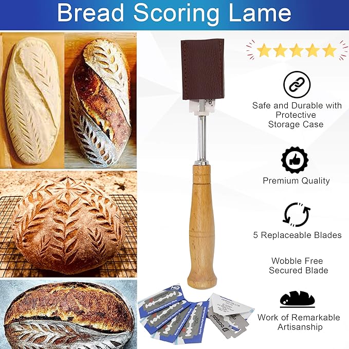 10inch Round Banneton Proofing Basket Set Bread Baking Kit, Dough Scraper, Bread Lame, Danish Dough