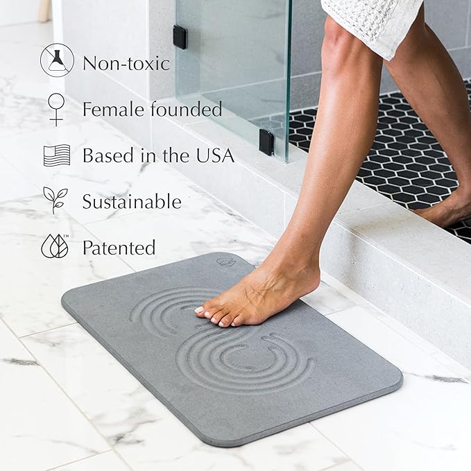Dorai Home Bath Stone Mat 23.6"x15.4" (2-Pack) – Quick-Dry, Non-Slip Diatomite Stone Bath Mat for