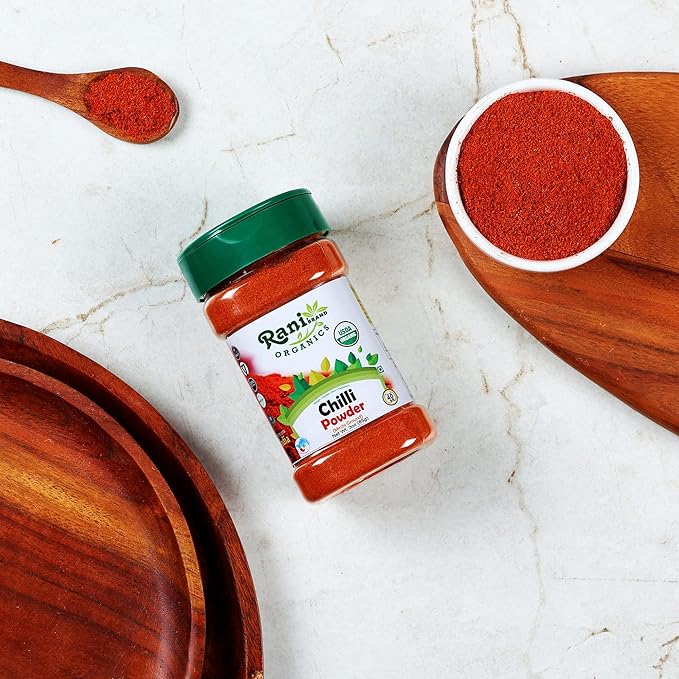 Rani Organic Chilli Powder (Mirchi Ground) 3oz (85g) PET Jar ~ All Natural | Vegan | Gluten