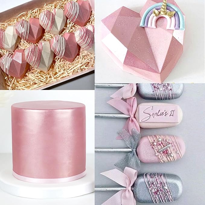 Edible Pink Luster Dust for Cake Decorating ??0.35oz Colaele Gold Shimmering Edible Glitter Dust