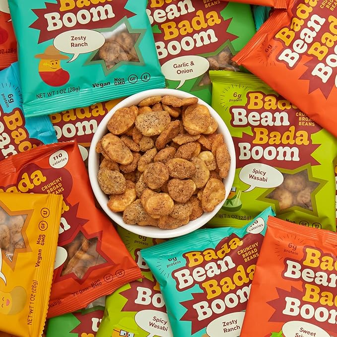 Bada Bean Bada Boom, Crunchy Roasted Broad Bean Snacks (Fava), High Protein, Vegan, Gluten-free