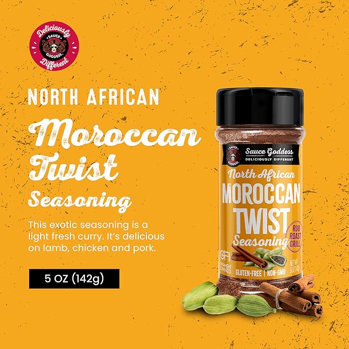 Sauce Goddess - Moroccan Twist Spice Shaker - Exotic Blend with Cardamom & Cinnamon, No Sugar