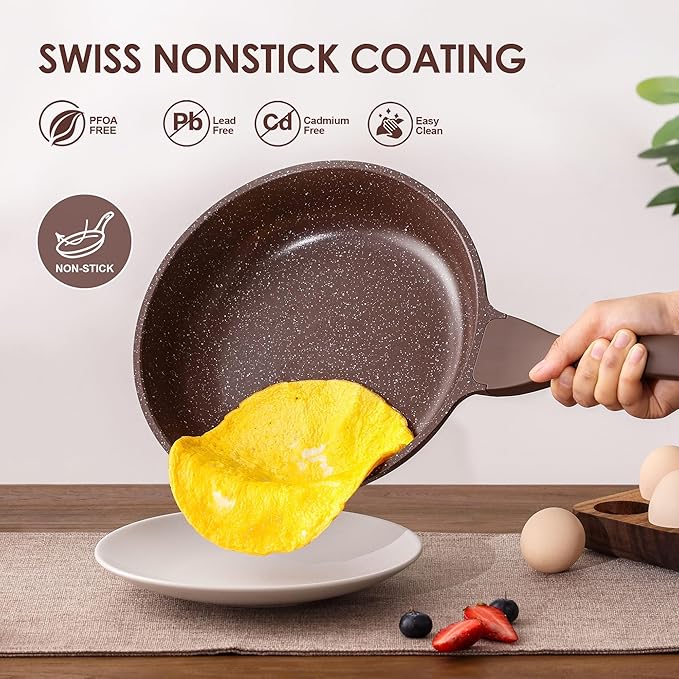 SENSARTE Nonstick Cookware Set 13-Piece, Healthy Pots and Pans Set Kitchen Cooking Set with