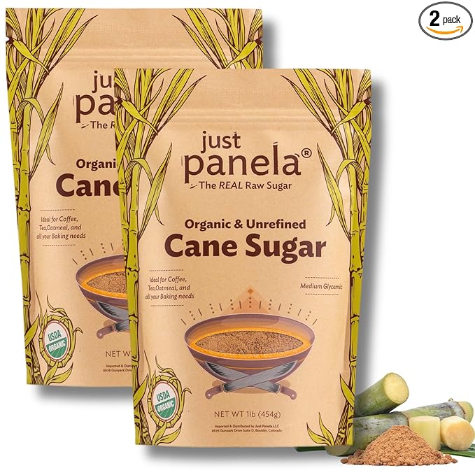 Organic Unrefined Cane Sugar - 1 Pound, Pack of 2 - Sweeten Your Coffee with Natural Cane Sugar