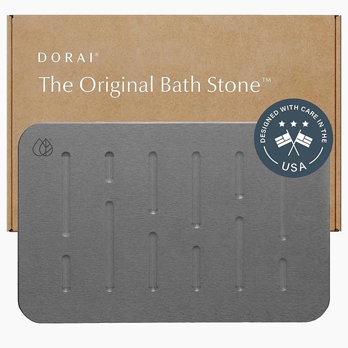 Dorai Home Bath Stone – Luxury Quick-Drying Stone Bath Mat, Non-Slip Surface, Rubberized Bottom