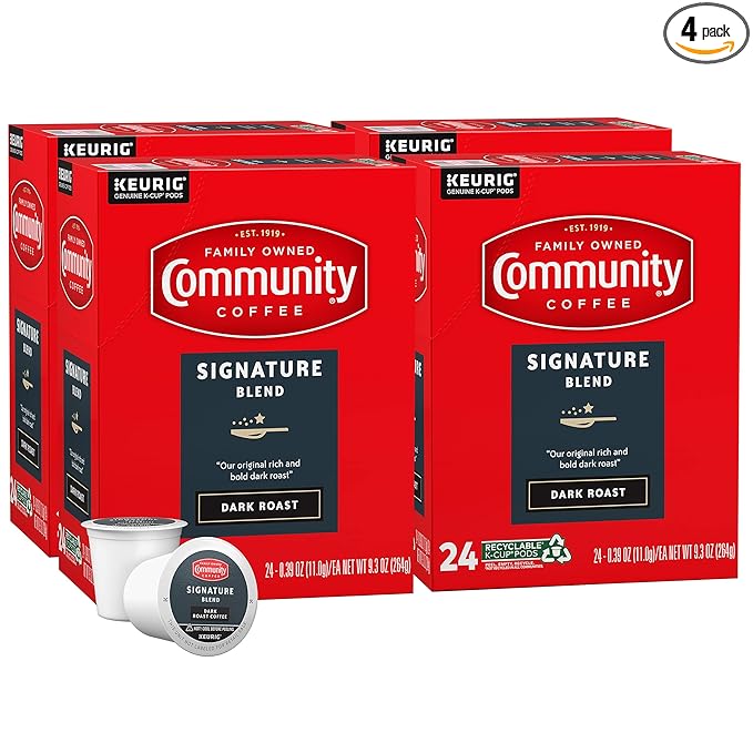 Community Coffee Signature Blend 96 Count Coffee Pods, Dark Roast, Compatible with Keurig 2.0 K-cup