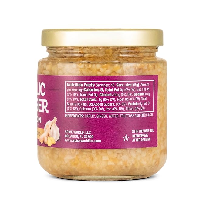 Spice World Garlic Ginger Fusion Seasoning Blend ??Ready-to-Use Seasonings for Cooking - 8oz Garlic