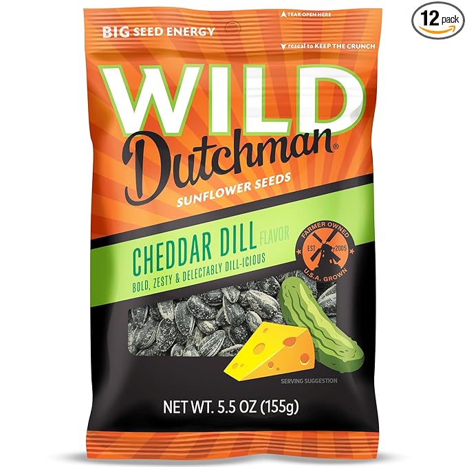 Wild Dutchman Roasted Sunflower Seeds in a Resealable Bag for Ultimate Freshness and an Easy Pour