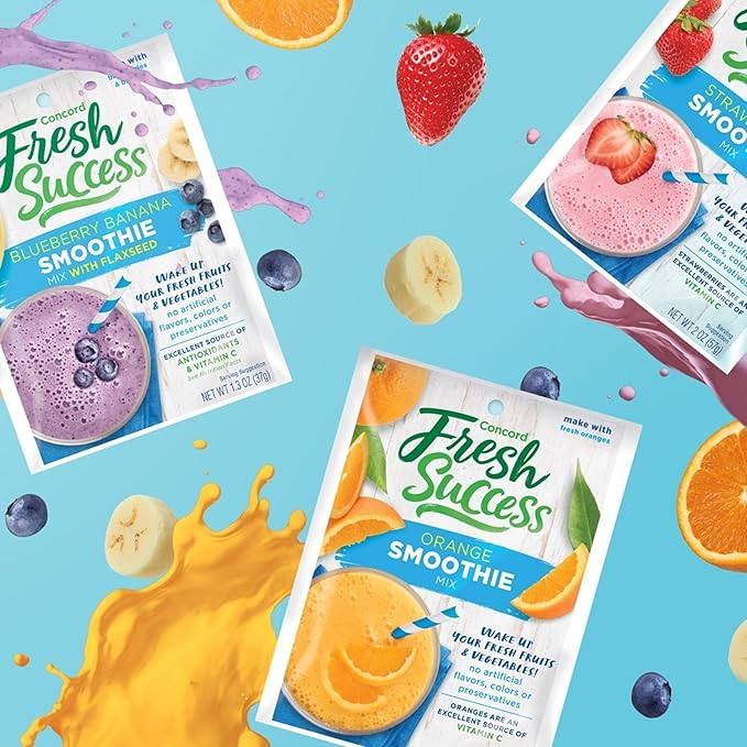 Concord Foods Strawberry Smoothie Mix - Fruit Flavor with No Artificial Flavors, Colors, or