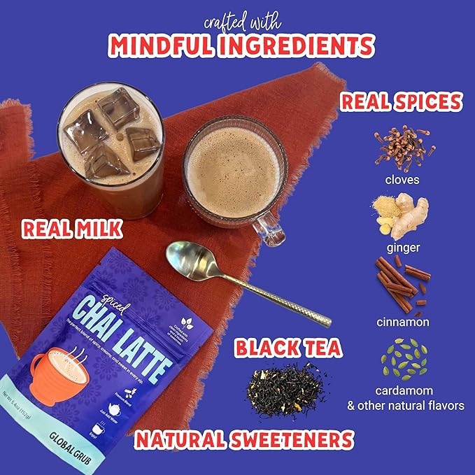 Global Grub Spiced Chai Latte Mix – Crafted with Mindful Ingredients – Effortless Instant Chai