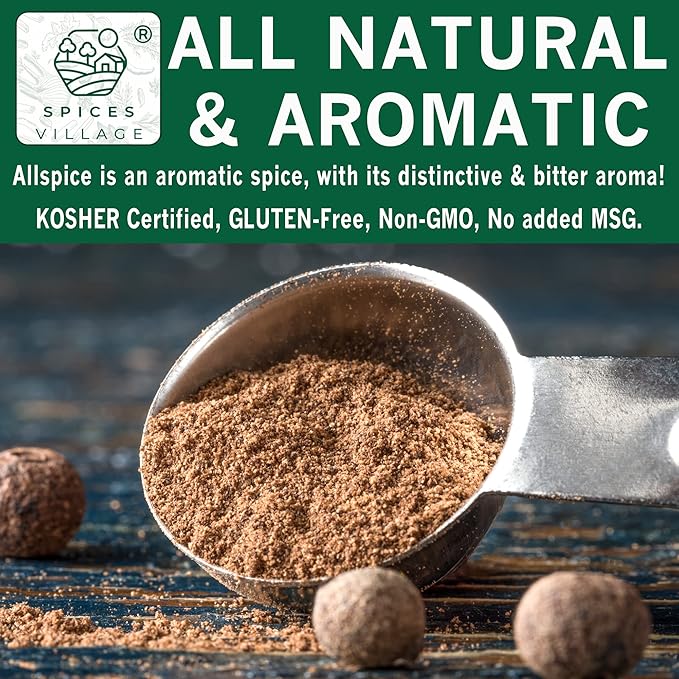 SPICES VILLAGE Ground Allspice (8 oz) - Powdered Fresh Whole Allspice Berries, Ground Jamaican