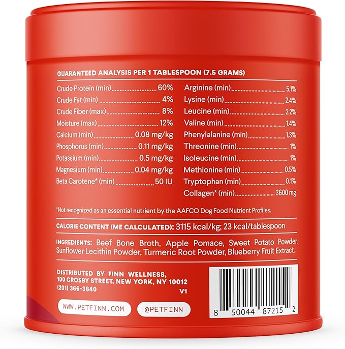 Finn Bone Broth Plus for Dogs | Joint & Mobility Topper Packed with Collagen & Amino Acids | Only 6