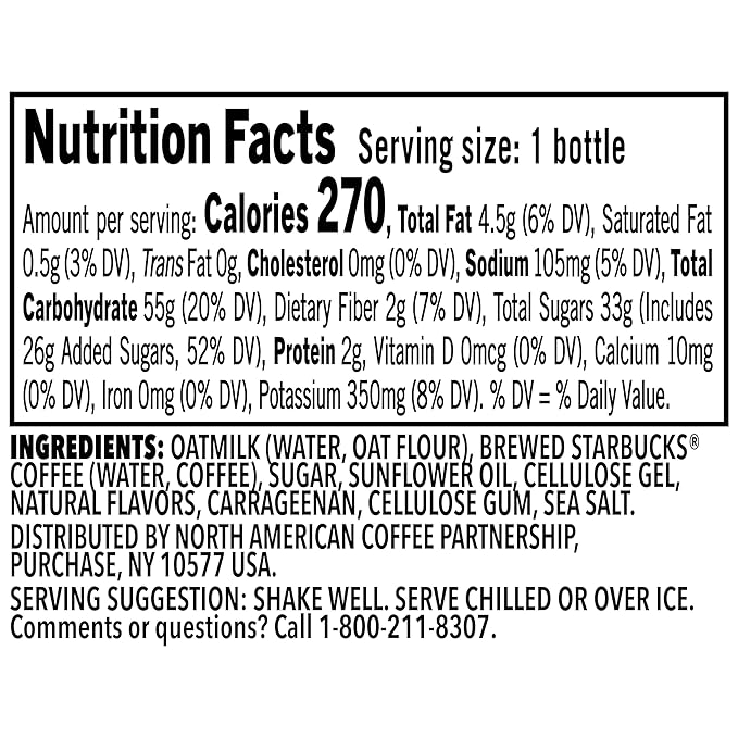 Starbucks Oatmilk Frappuccino, Coffee Drink, Caramel Waffle Cookie Oat Milk, 13.7 fl oz Bottles (12