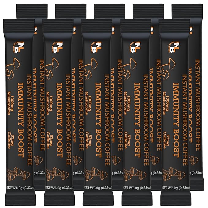 Immunity Boost Organic mushroom Instant Coffee - 10 x 9g Packets - Healthy Coffee alternative and