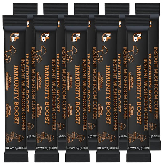 Immunity Boost Organic mushroom Instant Coffee - 10 x 9g Packets - Healthy Coffee alternative and