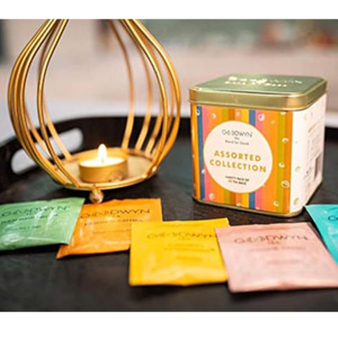 Goodwyn Assorted Herbal Tea Sampler Gift Set Box – 20 Tea Bags (Tulsi, Kahwa, Turmeric, Assam
