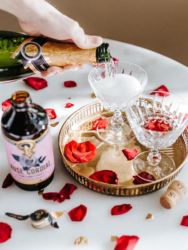 Portland Syrups Rose Cordial Syrup - Craft Exquisite Floral beverages for Cocktails, Mocktails