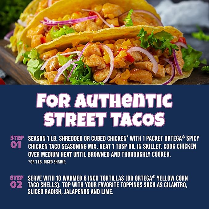 Ortega Street Taco Seasoning Mix, Spicy Chicken Taco, 1 Ounce