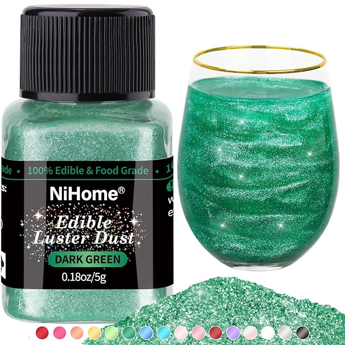 NiHome Edible Food-Grade Glimmer Powder Glitter Luster Dust Metallic Food Decorating Sprinkle