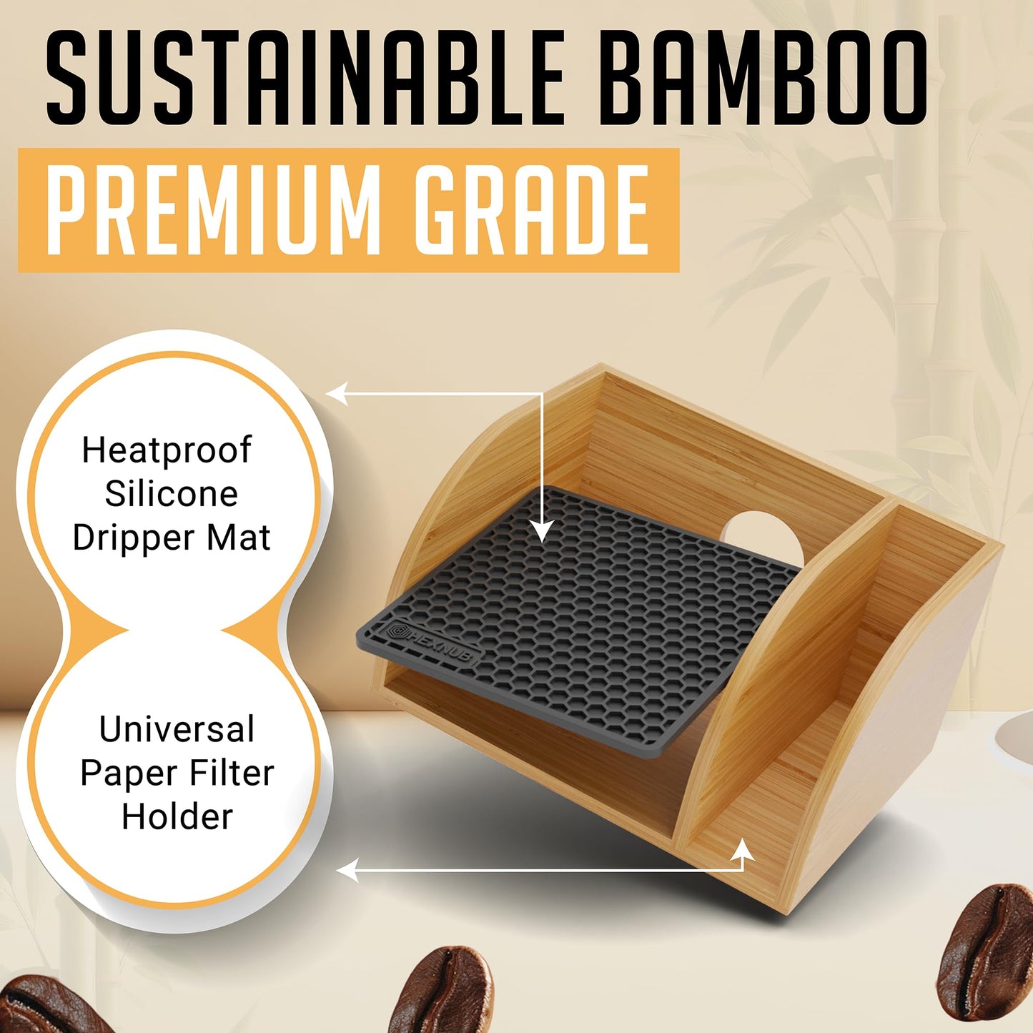 HEXNUB Pour Over Caddy for Chemex Bodum Cosori Coffee Makers Black