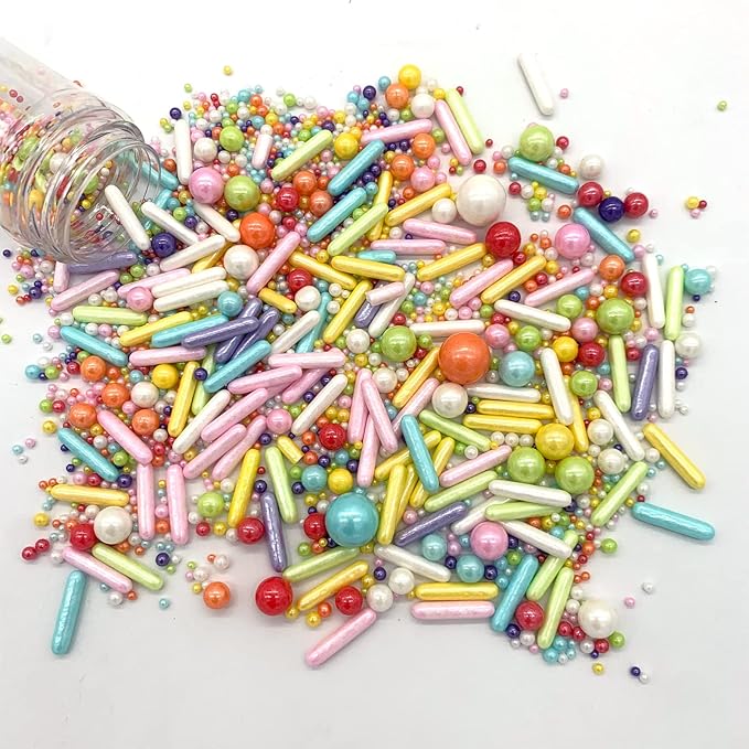 Rainbow Sprinkle Mix Pearl Sugar Candy Mix Size Baking Cake Decorations Cupcake Toppers Cookie