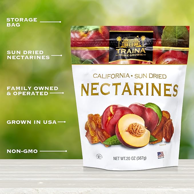 Traina Home Grown California Sun Dried Nectarines - Healthy & Non-GMO, Sweet Flavor, Sun Dried