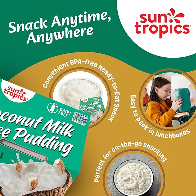 Sun Tropics Coconut Milk Rice Pudding Snack, Original, Gluten Free, Dairy Free, Vegan, Low Sugar