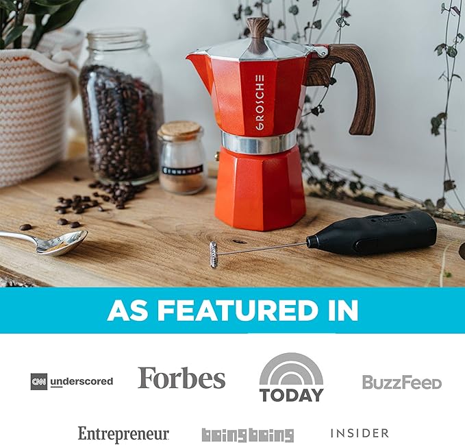 GROSCHE Milano Stovetop Espresso Maker Moka Pot 9 espresso Cup, 15.2 oz, Red - Cuban Coffee Maker