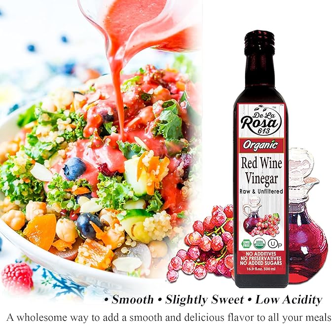 De La Rosa Organic White Wine, Red Wine & Balsamic Vinegar, Vegan, Kosher, Non-GMO & Gluten Free