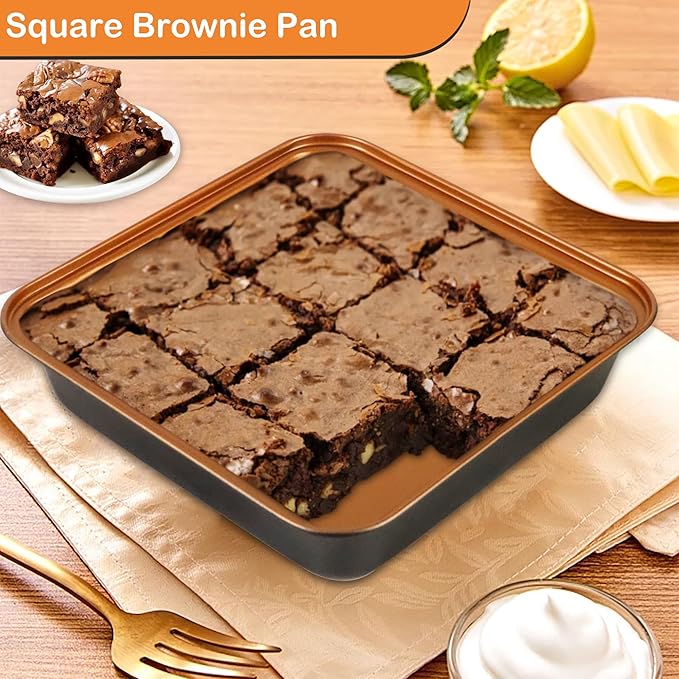 Baking Pans Set 6-Pieces, Non Stick Bakeware Set Stackable, with Cookie Sheet, Muffin, Round/Square