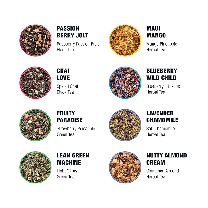 Tiesta Tea - Favorites Starter Sampler Dry Flight Set, Loose Leaf, High to No Caffeine, Makes Hot &