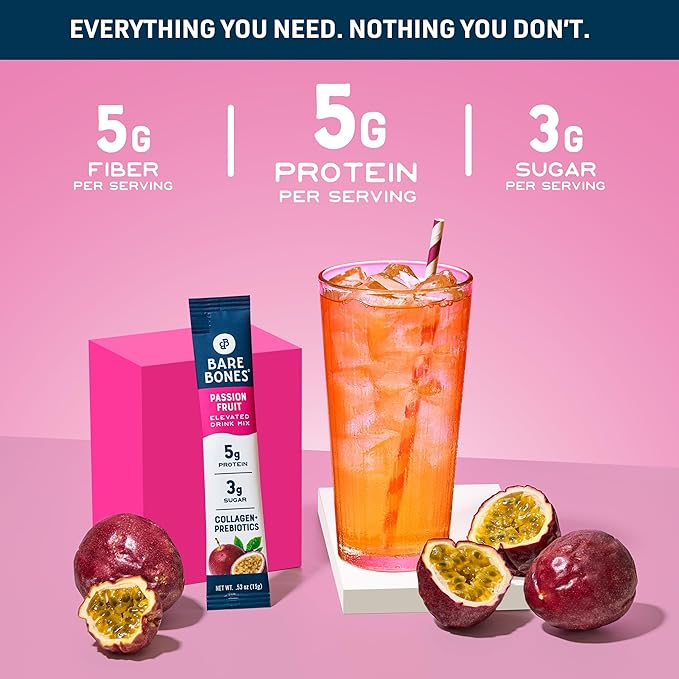 Bare Bones Passion Fruit Elevated Drink Mix | Light & Flavorful | Gluten-Free & Naturally Sweetened