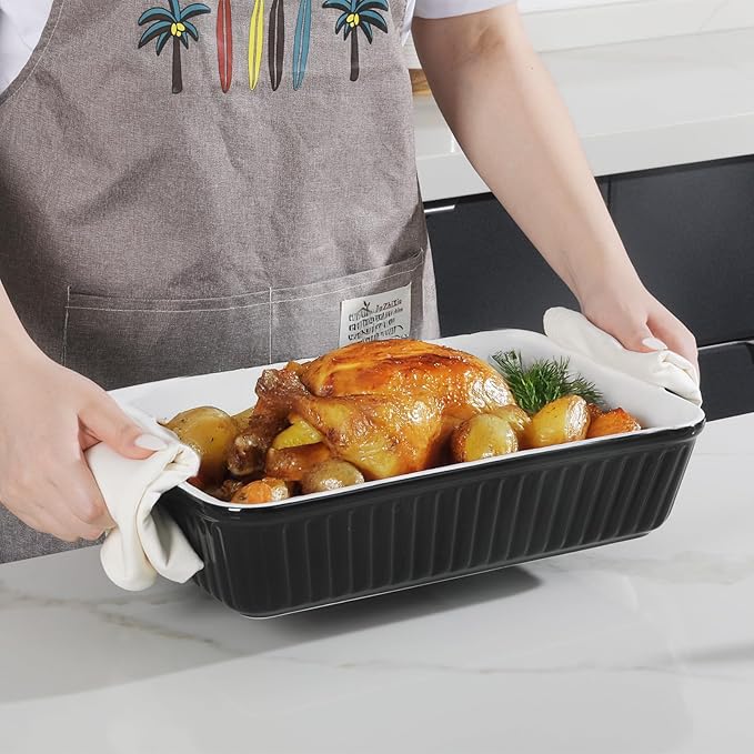 DOWAN 9x13-Inch Casserole Dishes for Oven, Ceramic Baking Dish, Large Lasagna Pan Deep, 4.2 Quarts