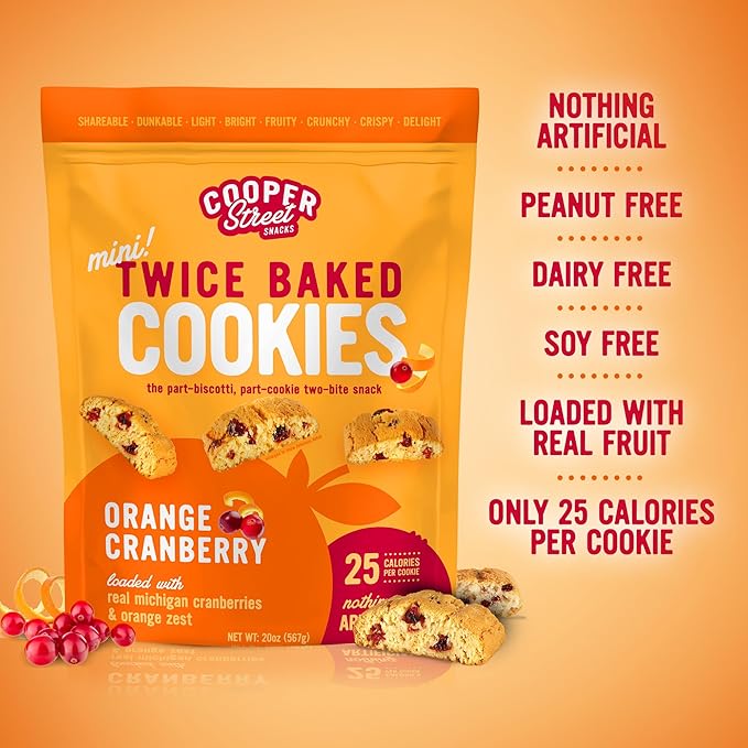 Cooper Street Twice-Baked Orange Cranberry Biscotti Cookies (16 oz) ??Over 50 Biscotti per Bag
