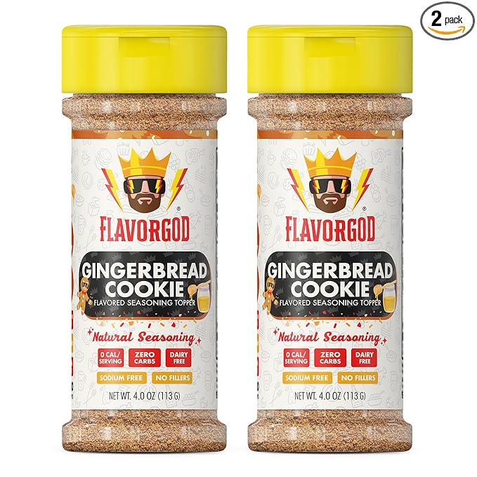 Gingerbread Cookie Topper Mix (2 Bottle) by Flavor God - Premium All Natural & Healthy Spice Blend