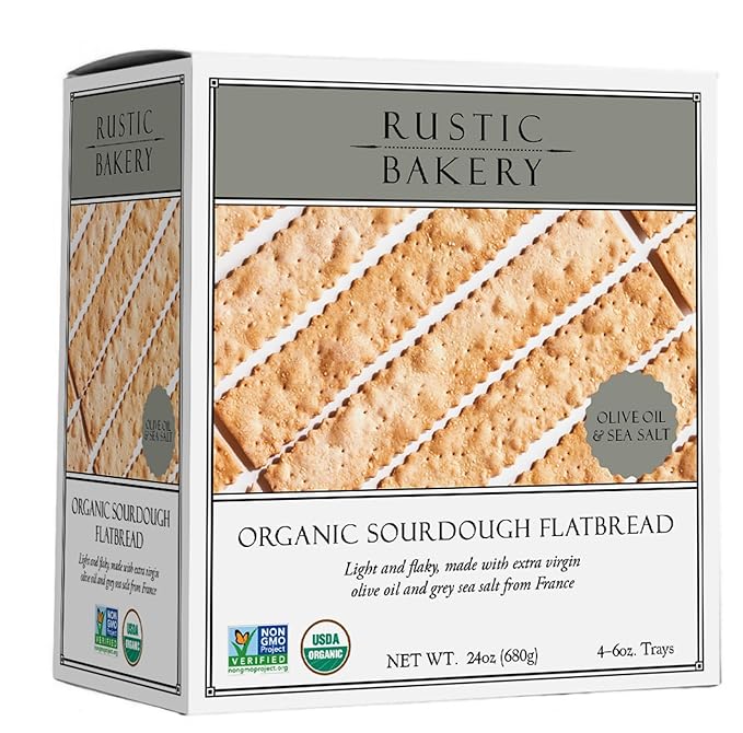 Rustic Bakery Handmade Sourdough Flatbread - Olive Oil & Sel Gris - Sea Salt Charcuterie Crackers