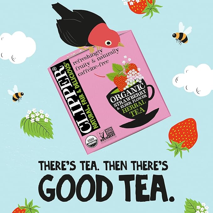 Clipper Tea Strawberry & Elderflower Herbal Tea ??Caffeine Free, USDA Organic, Great Hot or Iced