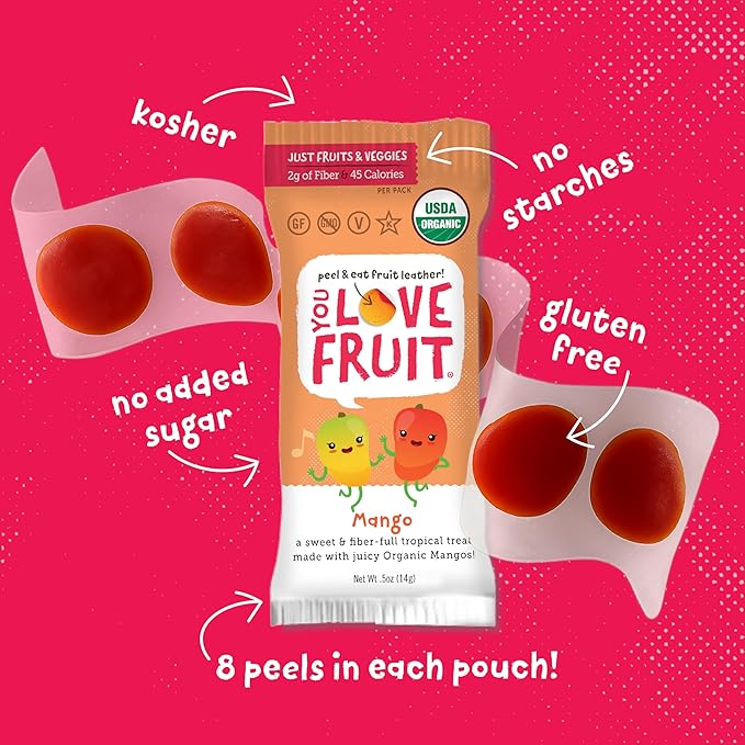 YOU LOVE FRUIT - Fruit Snacks Variety Pack 30 count, 100% Natural Gluten-Free, Vegan, Low Carb, Low