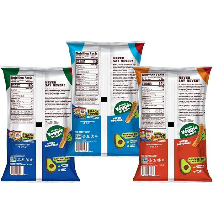 Jackson???Super Veggie Straws Variety Pack (5 oz, Pack of 6) ??Ranch, Cheddar, Sea Salt ??Gluten