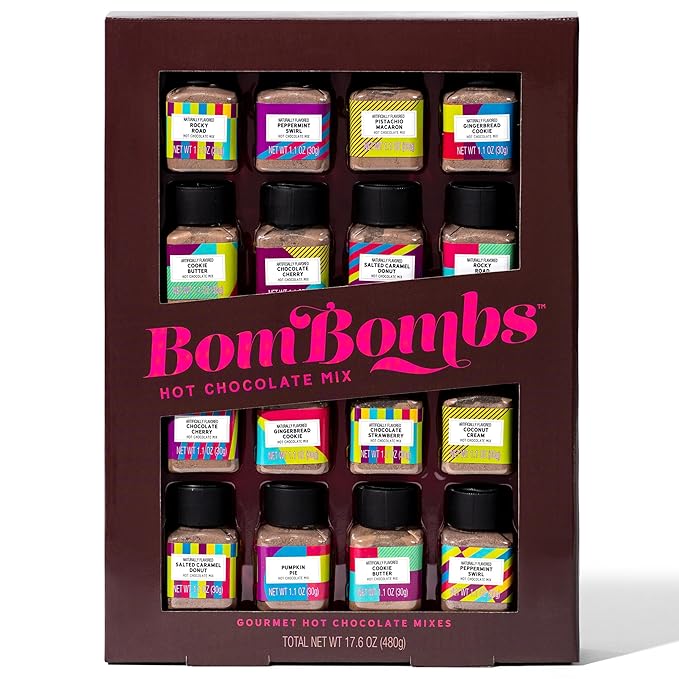 BomBombs, Hot Chocolate Mix Gift Set in Mini Bottles, Flavors Include Rocky Road, Pumpkin Pie