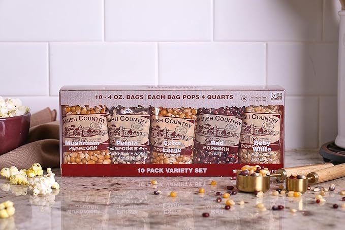 Amish Country Popcorn | 4 Ounce Variety Kernel Gift Set (10 Pack Assorted) | Old Fashioned, Non-GMO