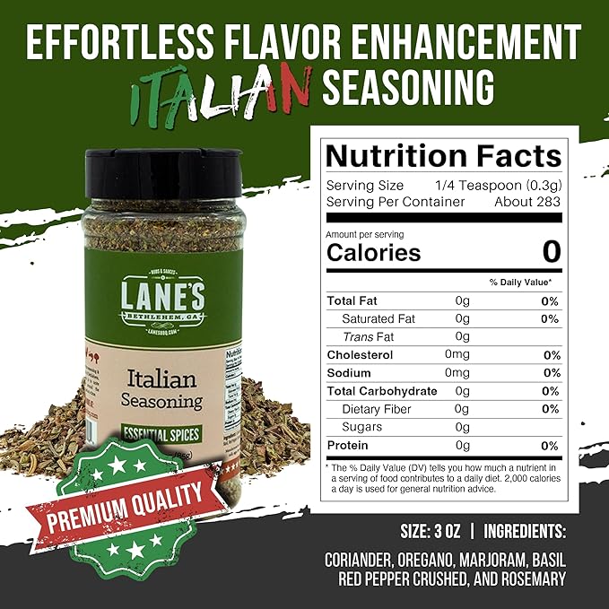 Lane's Italian Seasoning Blend Spices and Seasonings, All-Natural Italian Herbs Seasoning For Any