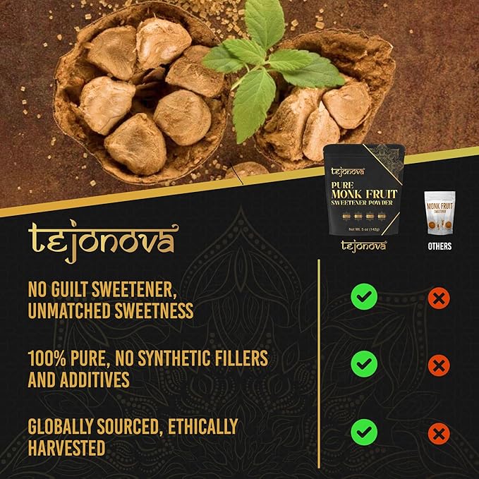 tejonova Monk Fruit Sweetener, 5 oz, Monk Fruit Extract Powder, Monkfruit Sweetener Pure Flavor