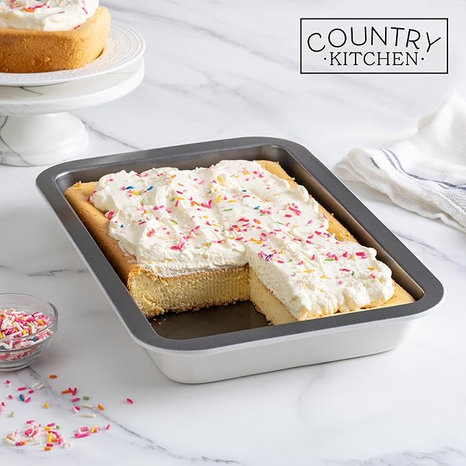 Country Kitchen Baking Pans Set - 10 Piece Non-Stick Cake Pans with Carry Lids for Easy Storage &