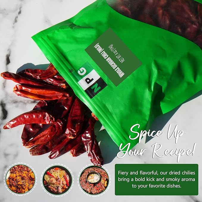 NPG Sichuan Chili Peppers 4 Ounces, Mild, Used in Mexican, Chinese, Thai Dishes, Premium Szechuan