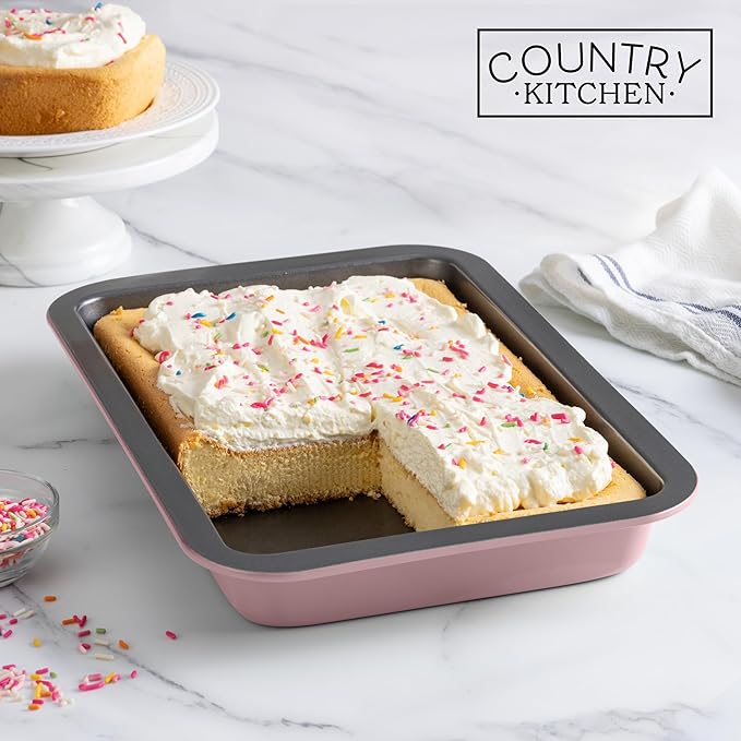 Country Kitchen Baking Pans Set - 10 Piece Non-Stick Cake Pans with Carry Lids for Easy Storage &